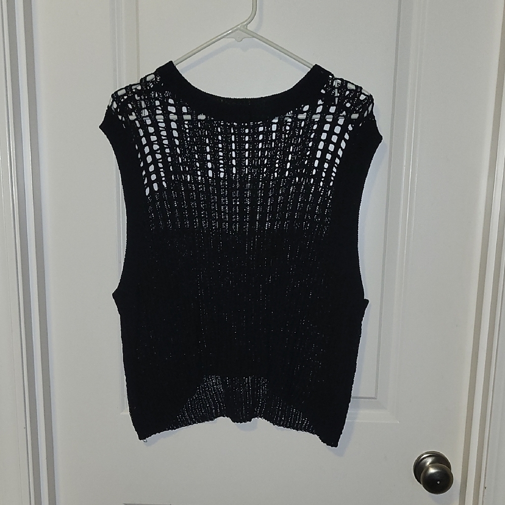 Do Everything In Love Black Sleeveless Crochet Knit Top OS